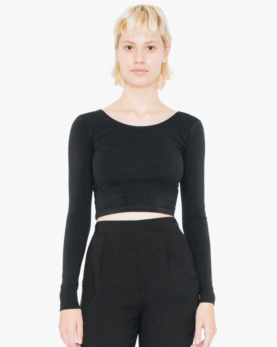 8379W American Apparel Women's Cotton Spandex Long Sleeve Crop Top
