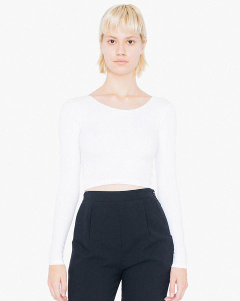8379W American Apparel Women's Cotton Spandex Long Sleeve Crop Top