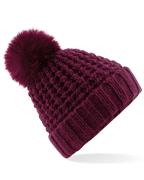 B415 Beechfield  Popcorn Fur Pop Pom Beanie