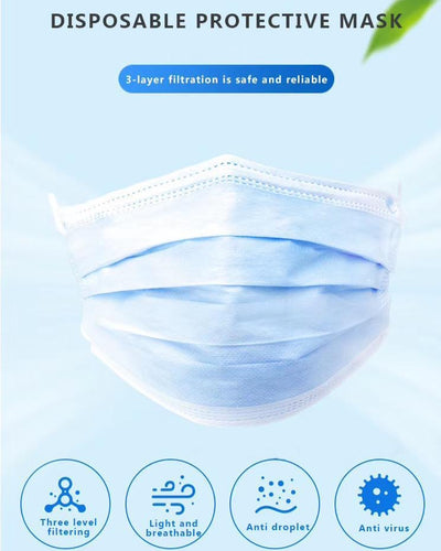 Disposable Protective Face Masks (Boxes of 50pcs)