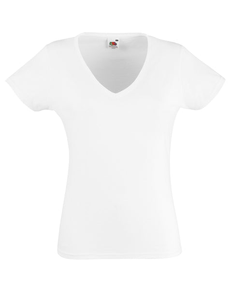 61398 Fruit Of The Loom Lady-Fit Valueweight V-Neck T-Shirt