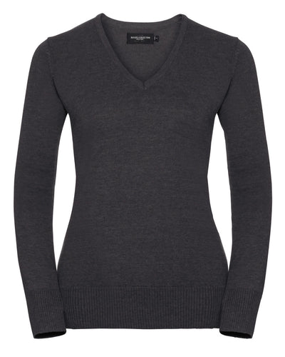 710F Russell Collection Ladies' V-Neck Knitted Pullover