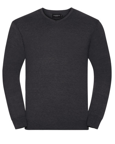 710M Russell Collection Men's V-Neck Knitted Pullover