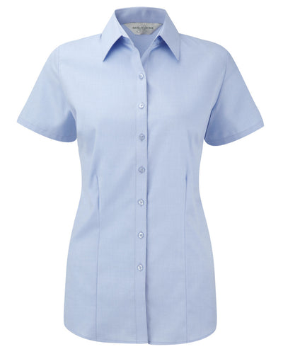 963F Russell Collection Ladies' Short Sleeve Herringbone Shirt