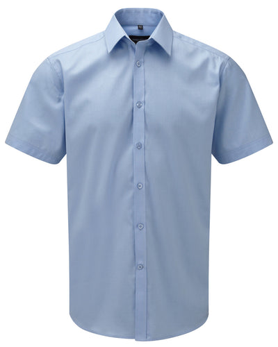 963M Russell Collection Men's Short Sleeve Herringbone Shirt