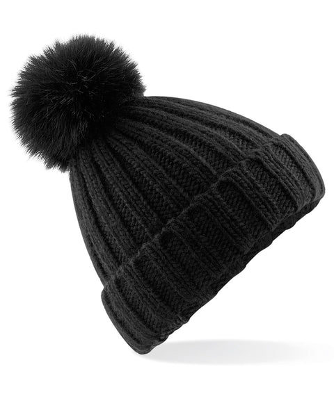 B413 Beechfield  Verbier Fur Pop Pom Chunky Beanie