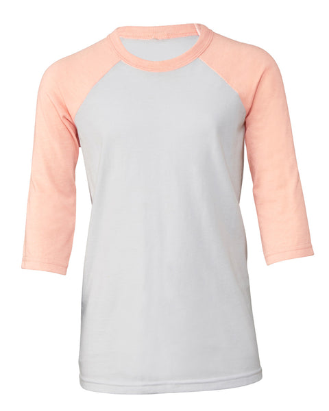 CA3200Y Bella Youth 3/4 Sleeve Baseball Tee