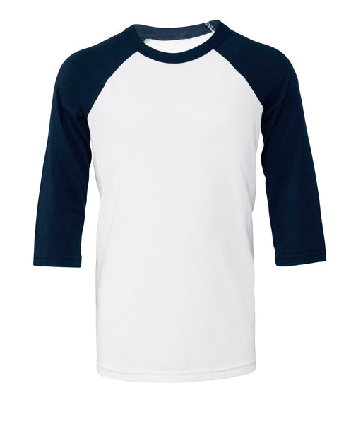 CA3200Y Bella Youth 3/4 Sleeve Baseball Tee