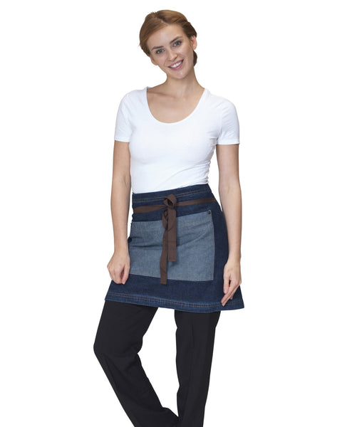 DP103B1 Dennys Washed Denim Contrast Waist Apron