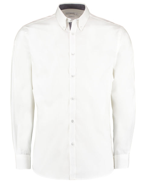 KK190 Kustom Kit Men's Contrast Premium Oxford Button Down Collar Long Sleeve Shirt