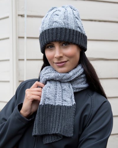 R373X Result Winter Essentials Shades of Grey Knitted Scarf