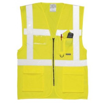 NPS  Yellow High Vis Vest With LHFB And Full Colour Logo To Rear